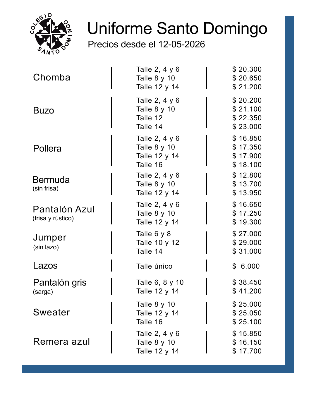 Previos vigentes - Colegio Santo Domingo